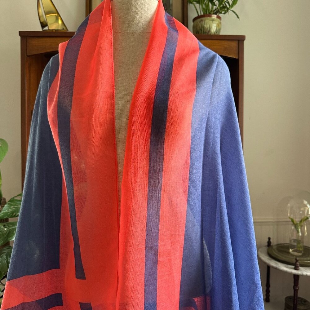 Oliver Bonas Red Navy Wrap Shawl